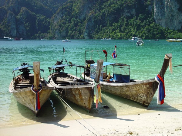 Thailand, boats in touristic Phi Phi island